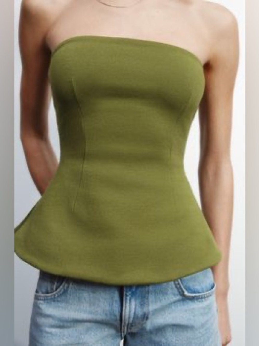 NWOT Strapless Olive Green Tube Camisole